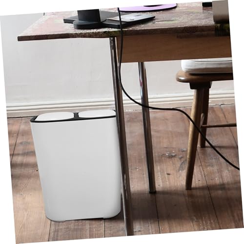 Caneca de basura rectangular blanca para cocina miniatura 3