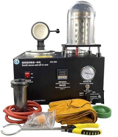 Macchina per colata sotto vuoto per la creazione di gioielli a cera persa con forno 2102F, kit pompa a vuoto e crogiolo in grafite per fusione oro argento