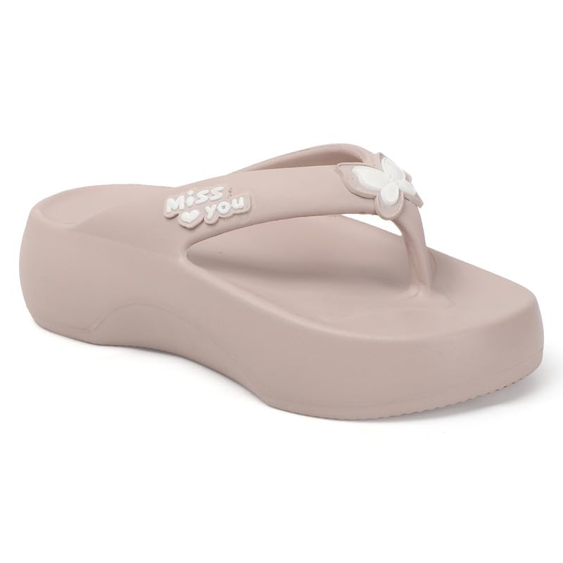 Image of Sukun BTRFLY Women's Soft Anti-Skid Flip-Flops Stylish Comfortable Waterproof Slip-On Slippers for Daily Use