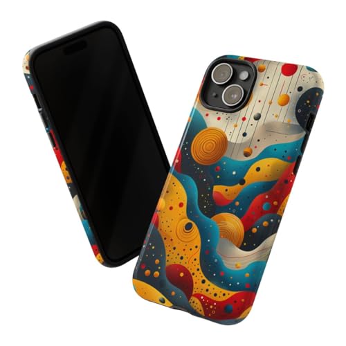 Coque iPhone 15 Plus jaune vagues cosmiques - Protection rigide brillante - 2