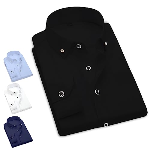 Adalex Global Chemise à manches longues pour homme - Coupe ajustée - Pour mariage et affaires - Taille S, Noir , XL