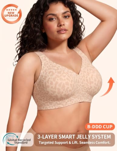 Image of PoseFree Jelly Bras for Women, Wireless No Underwire, Full Coverage Support