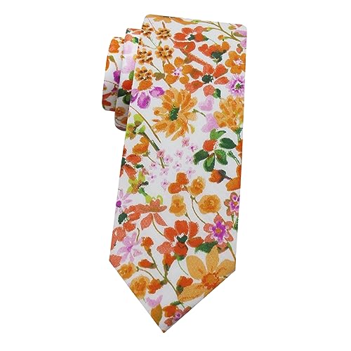 Image of Mantieqingway Men's Skinny Tie, Cotton Floral Ties for Men Wedding Necktie for Groom, Groomsmen, Missions, Dances