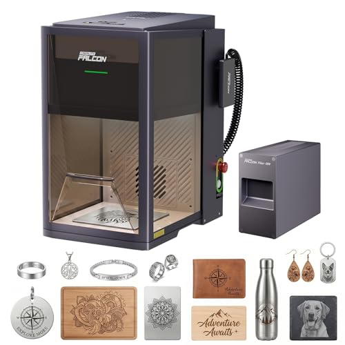Image of Creality Falcon T1 20W Fiber Laser Engraver, 10000mm /s Ultra Fast Laser Engraver and Cutter Machine for Metal,Wood,Jewelry,HD Smart Camera,Class 1 Certification, Auto Feed&Convey,AI Powered Simplicity