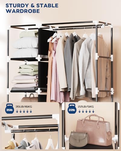 Image of Mavivegue Fabric Wardrobe, 45 x 107 x 161 cm Portable Wardrobe