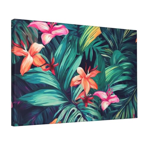 Impression sur toile feuilles tropicales moderne déco murale chambre