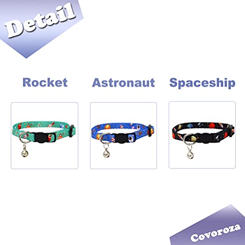 Covoroza 3 Pack Galaxy Breakaway Cat Collar with Bell Space Pattern Adjustable Safe Release Kitten Collars Black Blue… - Image 3