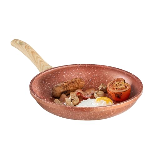 Lewis's Sovereign Stone Copper Frying Pan with Ergonomic Handle - Frying Pan – Pots & Pans, Copper Pans, Frying Pans Induction, Non Stick Pan, Copper Frying Pans (24cm)