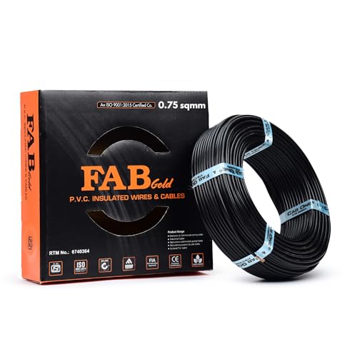 Image of KRIPA 0.75 Sqmm FR PVC Insulated Copper Wire | 90 Meter Single Core Multistrand House Cable | CCAT Copper | Gauge 10 | Black