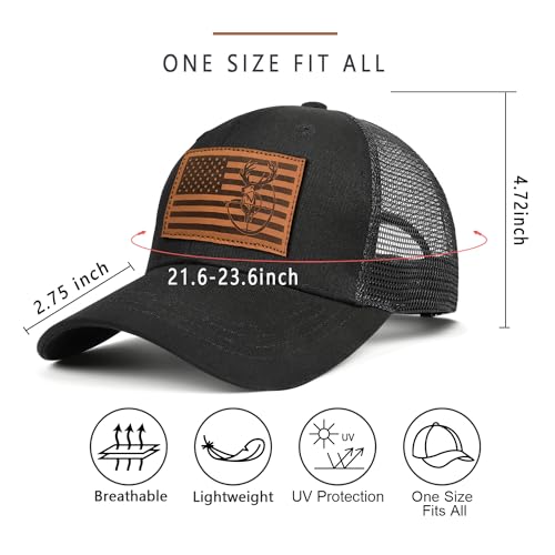 Image of Mens Hat Snapback Trucker Hats Outdoor Gifts for Men Dad Husband Father's Day Leather Pattern Baseball Cap