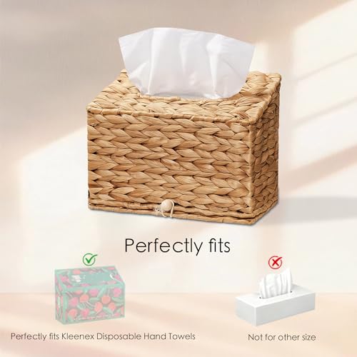Water Hyacinth Hand Towels Box Cover for Kleenex Disposable Paper Hand Towels, Handwoven Towel Holder, Wicker Tissue Box Cover for Bathroom, Bedroom, Office, Tabletop, Kitchen - Image 5