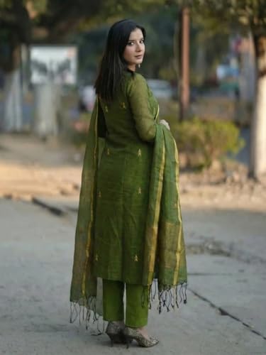 Image of Anni Designer Pure Cotton Maroon Kurta Pant Set with Dupatta for Women | 3 Piece Gold Hand Block Printed Suit Set | Cotton Kurta Set for Women | Festive Kurti Set