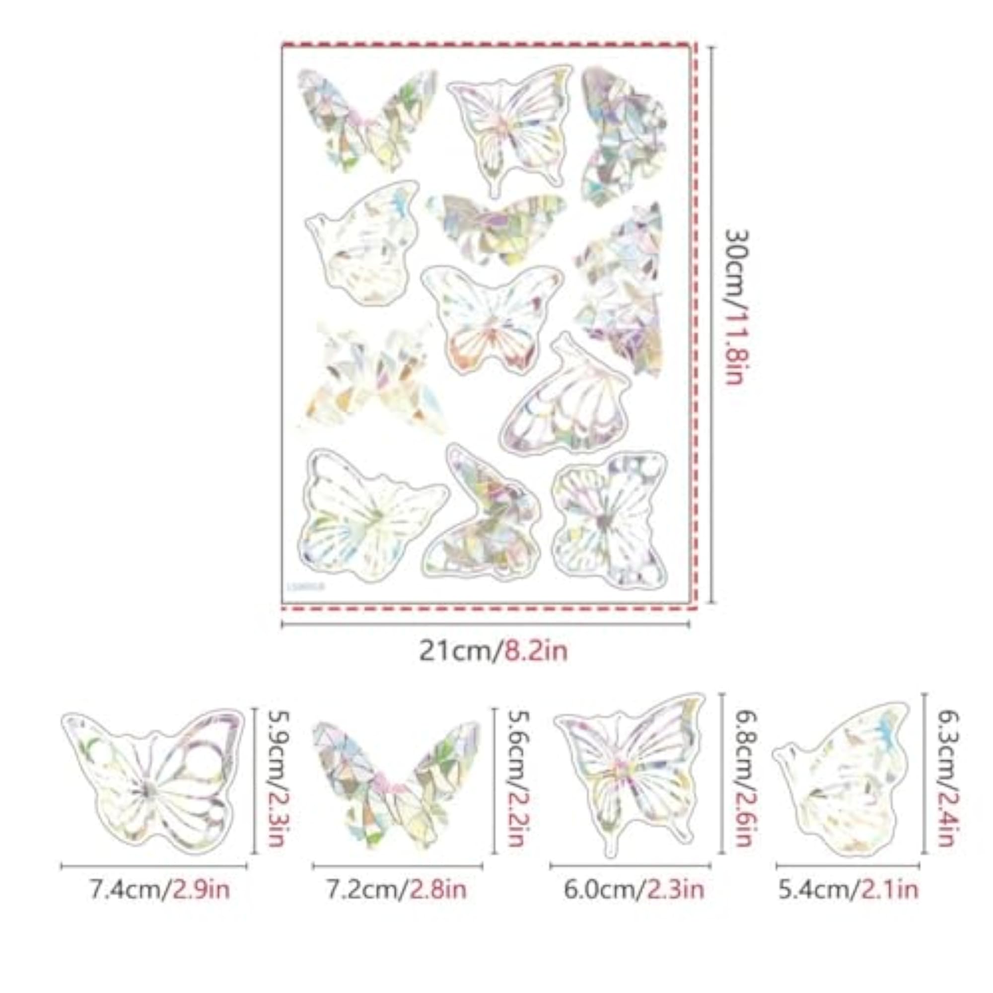 3D Butterflies Electrostatic Window Sticker, 12 Pcs