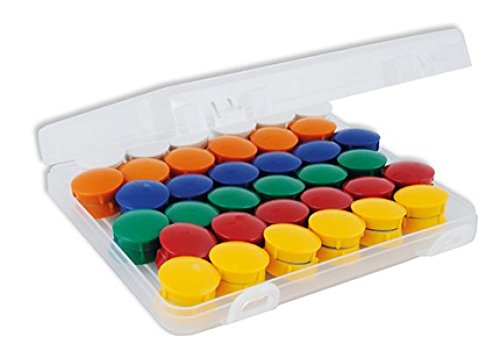 TimeTEX Set Haft-Magnete in Box - 72 Stück - je 12 Magnete in den Farben: gelb - rot - grün - blau - orange - weiß - rund - starke Magnethaftung - 93327