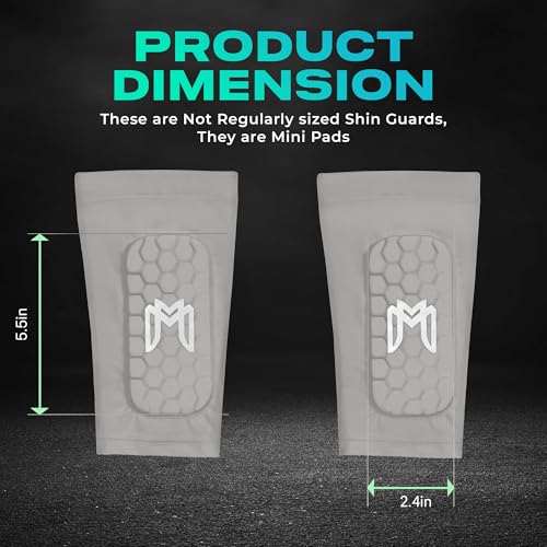 MediCaptain Mini Shin Guards Soccer – Built in Shin Pad Sleeves for Mens, Women, Teens - Small Shin Guards - Lightweight, Breathable Shin Defender Leg Protection (Gray, Maxi (5.5 x 2.8 in))