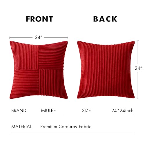 Image of MIULEE Christmas Red Decorative Euro Sham Pillow Covers 24x24 Inch 2 Pack