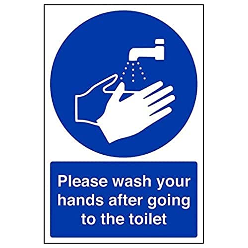 V Safety Eco Friendly Mandatory General - Please Wash Your Hands After Going To Toilet - 200 X 300mm, Multi, 200x300mm