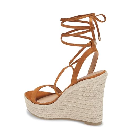Image of Coutgo Women's Espadrille Wedges Lace Up Platform Ankle Cross Strap Slingback Summer Dress Sandals
