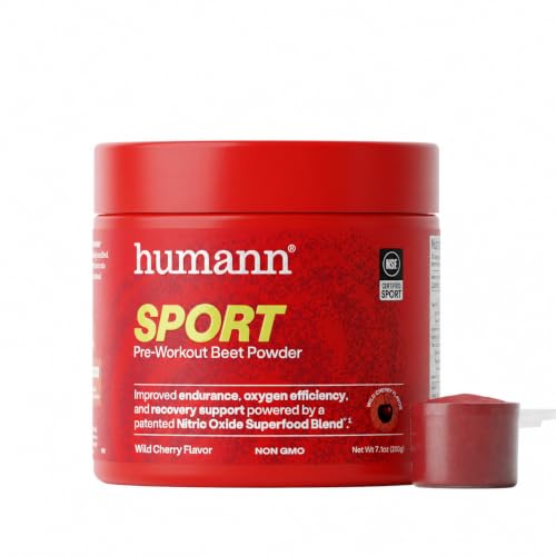 Image of HumanN SuperBeets Sport Endurance Pre Workout Powder, Nitric Oxide Supplement, NSF Certified, Stimulant & Caffeine Free, Made with Beet Root, Wild Cherry, 20 Servings