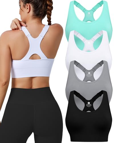 Image of Evercute High Impact Sports Bras for Women 3 /4 /5 Pack, Adjustable Straps Padded Supportive Seamless Racerback Running Bras