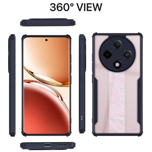 Image of Pikkme Back Cover | Crystal Clear Transparent Back | Ultra Hyrbid | Full Camera Protection | Raised Edge | Bumper Back Case Oppo F27 Pro Plus 5G (Blue)