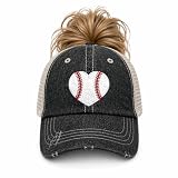 Cocomo Soul Womens Baseball Mom Hat | Baseball Mom Messy BUN HIGH Ponytail Hat -201 Dark Grey