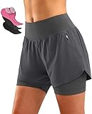 Women's Mountain Bike Shorts 4D Padded Cycling Riding Road Biking Bicycle Biker Cycle Padding UPF 50+ Shorts for Women Zipper Pockets(Dark Grey,M)