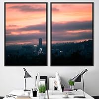 2 Piece Framed Canvas Wall Art Beautiful Sunset Canvas Prints Home Artwork Decoration for Living Room,Bedroom - 16