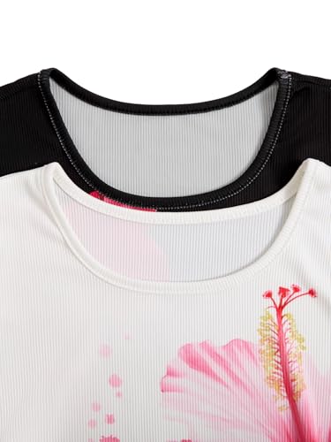Image of RoseSeek Girl's Long Sleeve T Shirt Slim Fit Crewneck Fall Basic Tees Ribbed Knit Crop Top for Girls