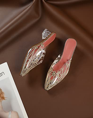 Image of AUMOTED Women's Pointed Toe Heels Rhinestone Heels Pumps Wedding Shoes