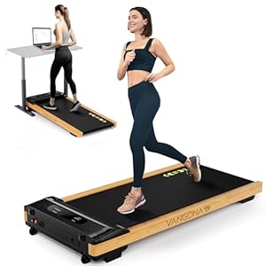 VANGONA Wood Walking Treadmill, 2.5HP Walking Pad Under Desk Treadmill, 6KM/H Treadmills for Home & Office, Extra Wide 46cm Running Belt, Walking Jogging Machine 110KG, Remote Control, LED Display