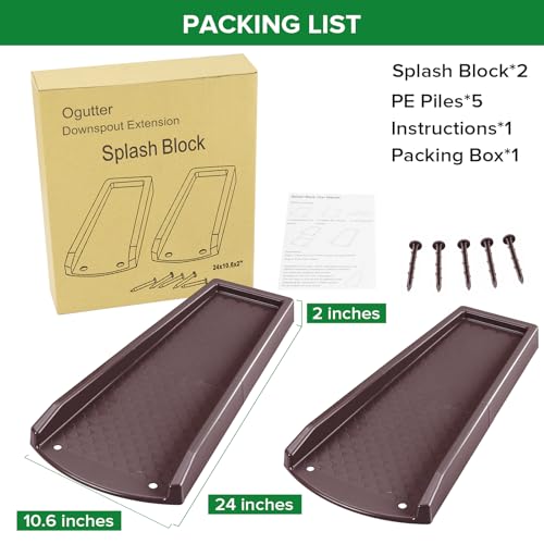image for Ogutter Splash Blocks for Gutters Downspouts, 24