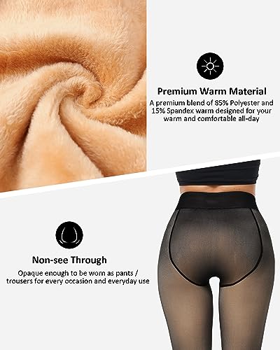 NORMOV Winter Warm Fleece Lined Leggings Women,Thick Thermal Velvet Tights4