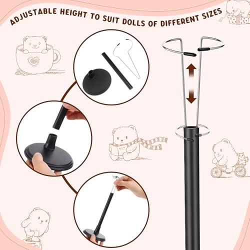 Image of Yaocom 12 Pcs Doll Stands for 8 to 14 Inches Adjustable Dolls Figure Stand Display with Expandable Waist Wire Action Doll Stands Display Rack for Home Shop Birthday Party Favor(Black)