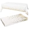 White Plastic Tablecloth – 4 Pack – 54 X 108 | Gold Dot Disposable Tablecloths | Plastic Tablecloth | White Tablecloths…