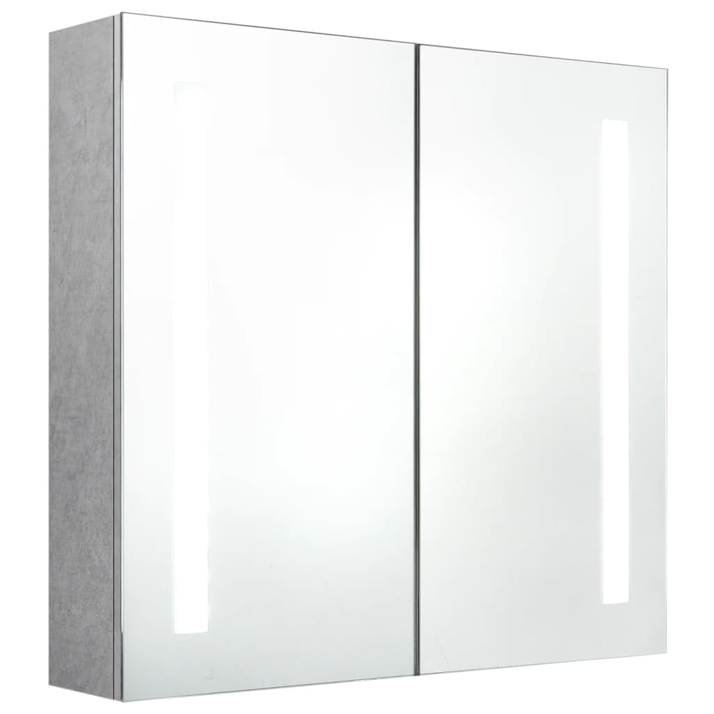 vidaXL Armario de Baño con Espejo LED Aseo Inodoro Muebles Mobiliario Tocador Botiquín Almacenamiento Estante Decoración Gris Hormigón 62x14x60 cm