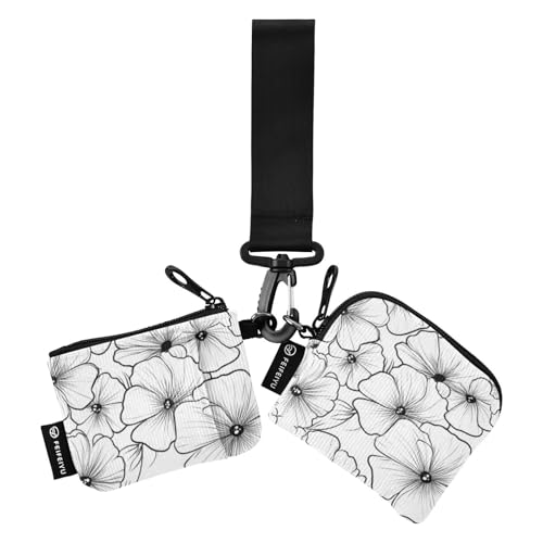 Clear Lines Bohemian Flowers Safari Women's Dual Wallets Business Card Cases Small Portable Coin Purse Change Holder with Wristlet Strap for Lady 2 Pcs de crédito para Hombre