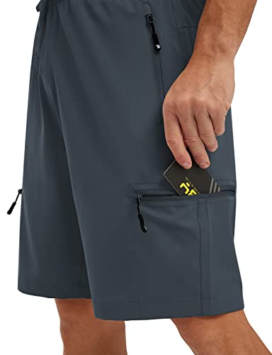 Rdruko Men's Outdoor Hiking Shorts Water Resistant Stretch Cargo Shorts For Men Camping Athletic Shorts With Pockets,Cool Grey,L #TOP4