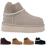 hexnart Fashion Platform Mini Boots for Kids Casual Outdoor Non Slip Fuzzy Ankle Boots Girl Boys Comfortable Indoor Plush Slippers Toddler Big Kid Little Kid(ZHD-White-39)
