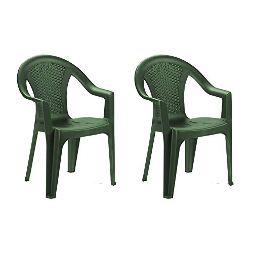 INDA-Exclusiv 2er Set Kunststoff Stapelstuhl Gartenstuhl Rattan-Optik...