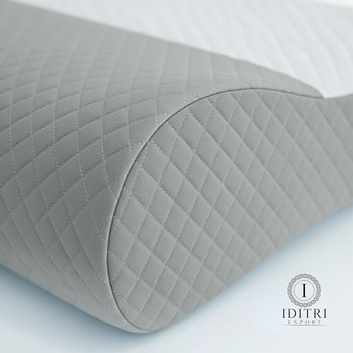 Image of Cervical Neck Pillow Set of 2, Ergonomic Contour Memory Foam for Sleeping, 220 GSM Jacquard Cover, Grey Support Cushion, 48 x 30 x 9 cm, Ideal for Side and Back Sleepers