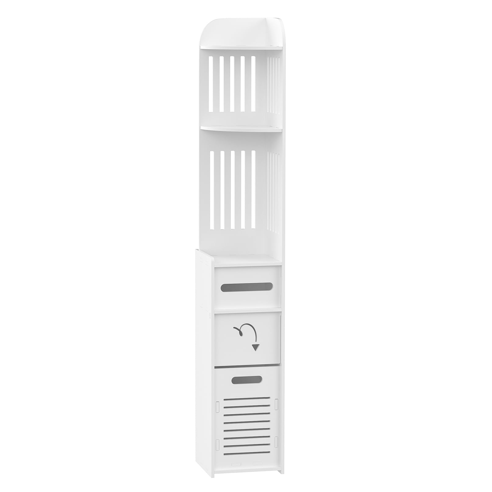 cdar Bathroom Cabinet,Narrow Storage Cabinet Bathroom Organizers and Storage Toilet Storage Cabinet with Paper Dispenser Trash Can & Shelves for Bathroom Living Room Small Space White0