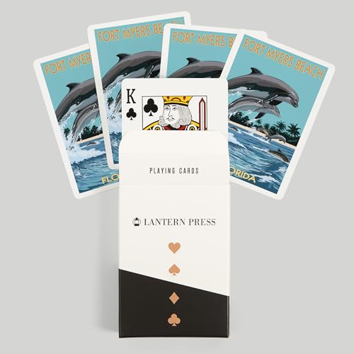 Lantern Press Fort Myers Beach, Florida, Baraja de 52 cartas póker miniatura 6