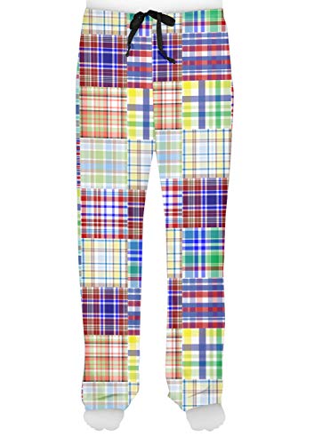 Blue Madras Plaid Print Mens Pajama Pants2