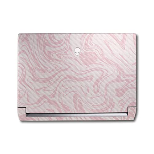 Image of MightySkins Carbon Fiber Skin Compatible with Alienware M17 R5 (2022) Full Wrap Kit - Silky Pink | Protective, Durable Textured Carbon Fiber Finish | Easy to Apply & Change Styles | Made in The USA