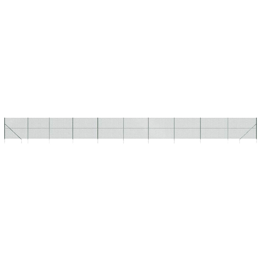 PVC Coated Chain Link Fence with Spike Anchors, 2.2 x 25 m Steel Fence for Se Barrier and Animal Enclosure