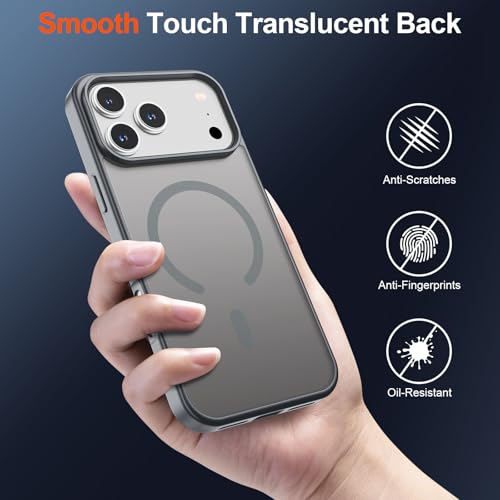 Image of SUPFINE Magnetic for iPhone 17 Pro Max Case (Compatible with MagSafe)(Military Grade Drop Protection) Translucent Matte Shockproof with Anti-Fingerprint Phone Cover,Gray