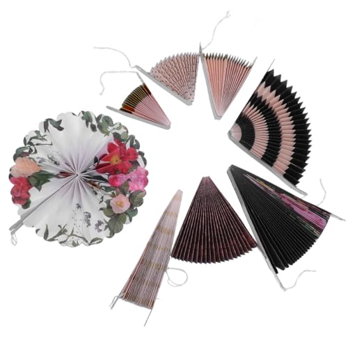 iplusmile 8 Piezas Abanicos de Papel Decorativos Estilo Chino para Colgar Ornamento Resistente y Festivo para Cotillones y Decoración de Fiestas Casa Cumpleaños y Eventos Sociales
