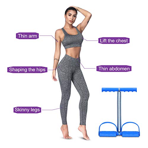 COVVY Elastic Sit Up Pull Rope Spring Tension Foot Pedal Abdomen Leg Exerciser Tummy Trimmer Equipment Bodybuilding Home Gym Arm Waist Sport Fitness Stretching Slimming Training (Blue)