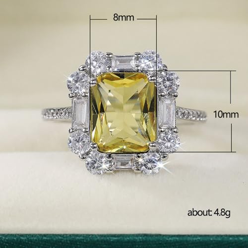 White Gold Plated Yellow Cubic Zirconia Engagement Rings Wedding Bridal Band Promise Rings Evening Parties Anniversary Valentine's Day Gifts Eternity Bands for Women2
